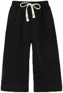 Machine-Washable Elastic waistband Solid Wide Leg Sweater-Pant for Kids Girls