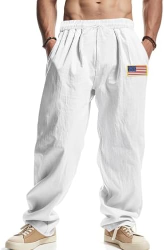 Baggy USA Flag Cotton Linen 4th of July Pants