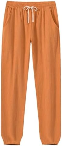 Mens Cotton Linen Casual Pants WENKOMG1