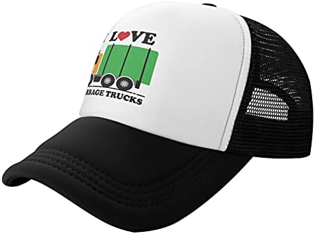 I Love Garbage Trucks - Adjustable Mesh Trucker Hat Boys Birthday Gift