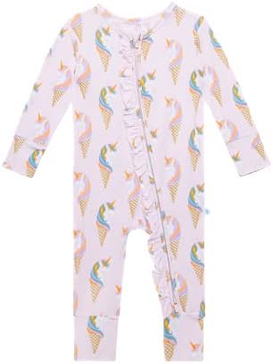 Posh Peanut Footless Baby Girl Pajamas with Ruffled Edges