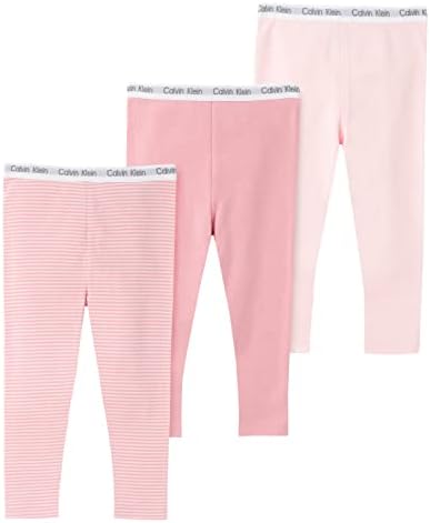 Calvin Klein Baby Girls 3-Pack Cotton Pants Ultra-Soft Comfortable