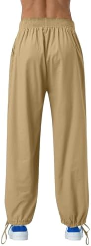 Elastic Waist Cotton Linen Pants Ankle Length Baggy Style