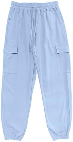 Elastic Waist Drawstring Linen Pants