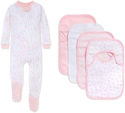 Burts Bees Baby Footed Sleeper Bibs Set