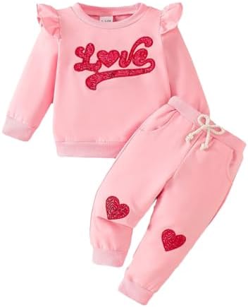 adorable fall valentines day set for baby girls