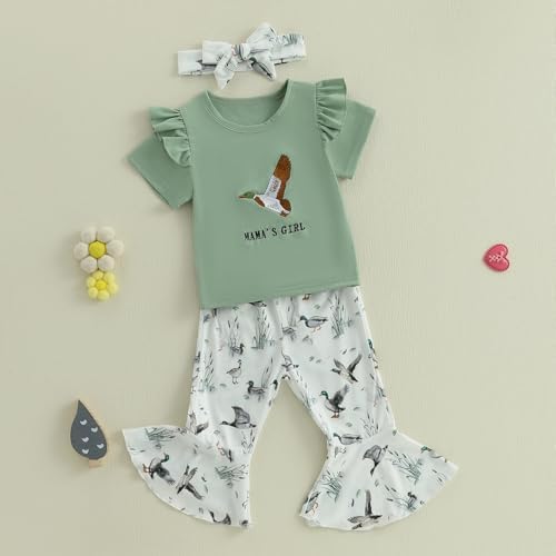 Cute Toddler Girls Streaming Flare Pants Set