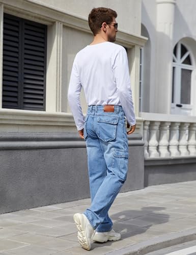 Mens Denim Cargo Pants
