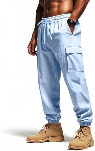 Elastic Waist Drawstring Linen Pants