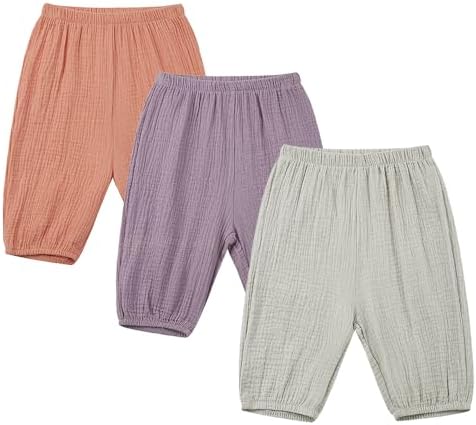 God Sweet 3-Pack Cotton Linen Harem Bloomers for Baby Toddler