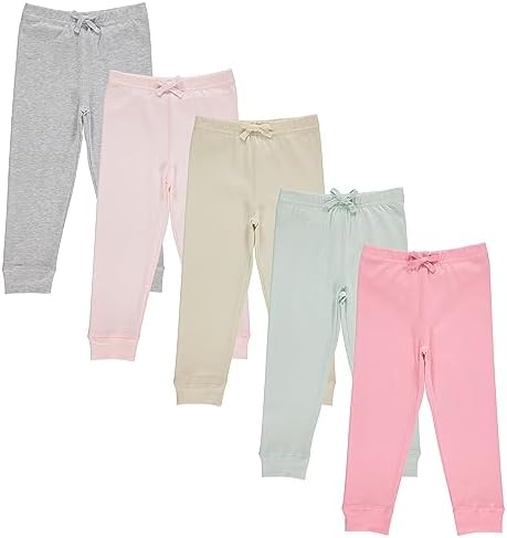 Cudlie 5-Pack Womens BabyToddler Joggers with Ruffled Solid Patterns - Soft and Sustainable