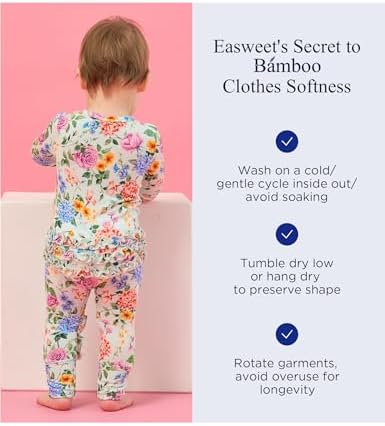 EASWEET Bamboo Viscose Baby Girl Footless Pajamas Ruffled 2-Way Zipper Sleepers