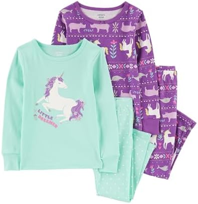 Carters Baby Girls Winter Cotton Animal Print Sleepwear Set