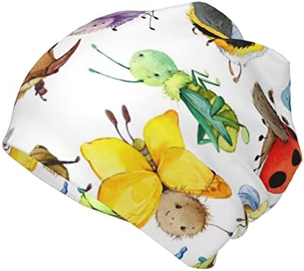 Painted Insects Kids Beanie Skull Black 7-12 for Winter