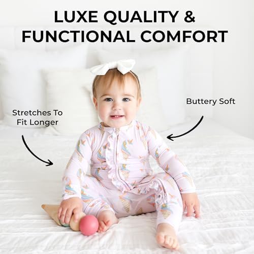Posh Peanut Footless Baby Girl Pajamas with Ruffled Edges