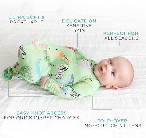 Posh Peanut Newborn Knotted Baby Gowns - Safari Animals
