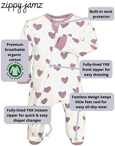 ZippyJamz Organic Zipper Pajamas - Footless Sleepy Brand for Babies