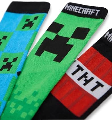 Minecraft Boys Socks Set Creeper TNT Print Fun