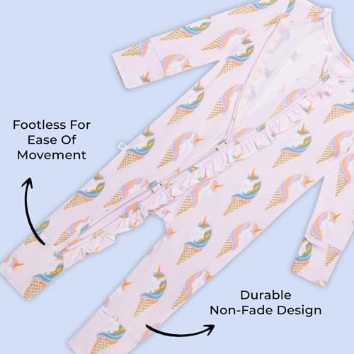 Posh Peanut Footless Baby Girl Pajamas with Ruffled Edges