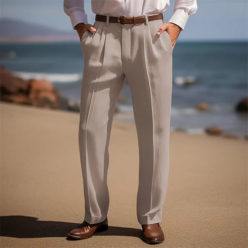 Premium Cotton Linen Pants for Men - Casual Lightweight Business Pants