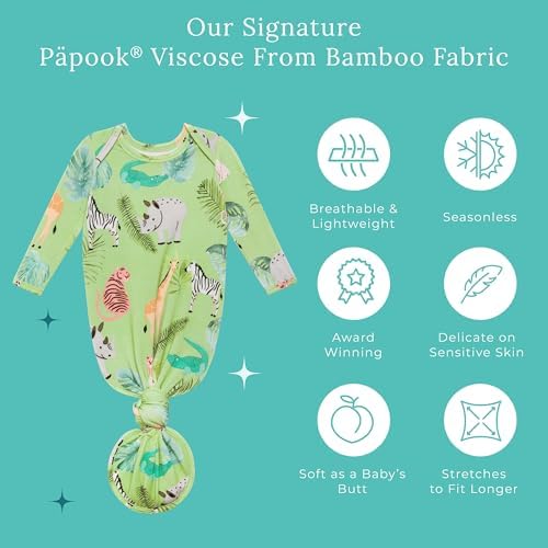 Posh Peanut Newborn Knotted Baby Gowns - Safari Animals