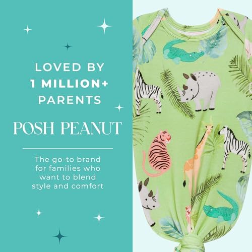 Posh Peanut Newborn Knotted Baby Gowns - Safari Animals