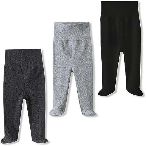 ACESTAR Newborn Baby Boys Girls Cotton High Waist Leggings 0-12 Months