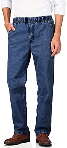 Soojun Casual Denim Pants for Men Elastic Waist 100