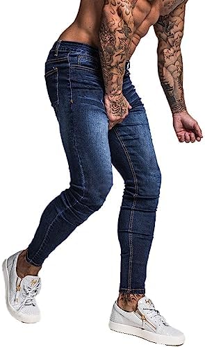 GINGTTO Original Tapered skinny jeans ripped LEGS