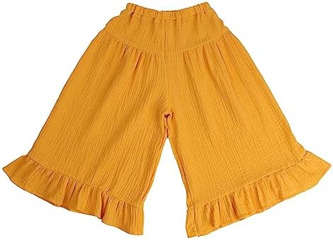 HOOLCHEAN Soft Cotton Gauze Ruffle Wide Leg Pants for Baby Girls