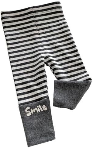 Girls Children Full-Length Plain Cotton Leggings High Waisted Stripes