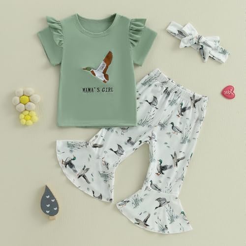 Cute Toddler Girls Streaming Flare Pants Set
