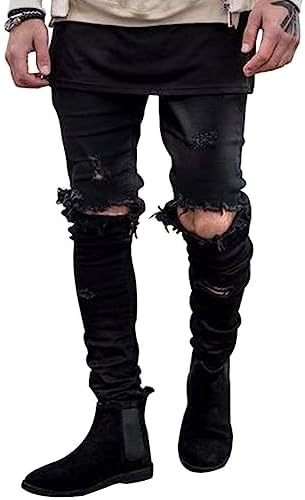 HUNtington Mens Ripped Skinny Jeans