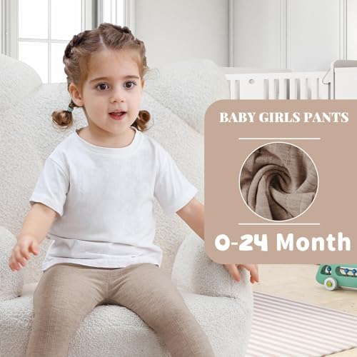 Dalukit 3-Pack Baby Girl Soft Ribbed Leggings