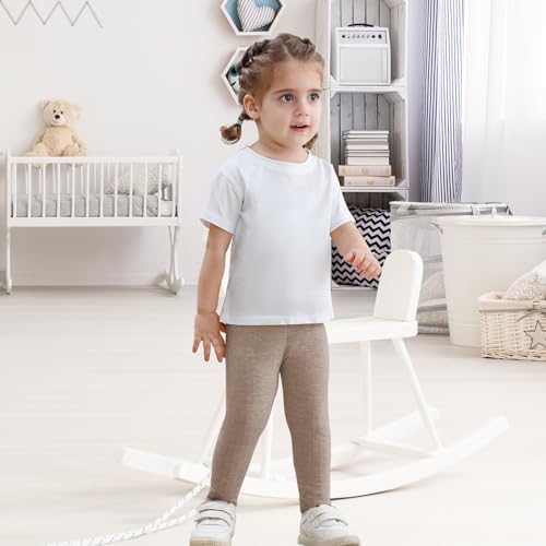 Dalukit 3-Pack Baby Girl Soft Ribbed Leggings