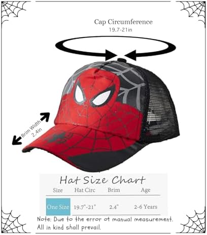 Unisex Kids Spidey Style Adjustable Baseball Cap for Boys and Girls