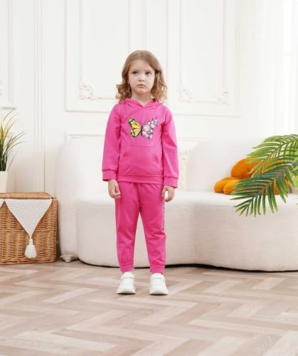 Butterfly Floral Print Toddler Hoodie Set
