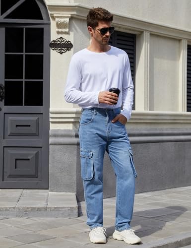 Mens Denim Cargo Pants