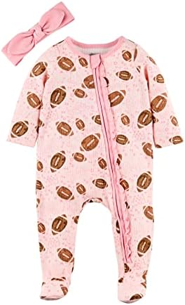 Mud Pie Baby Girl Football Sleeping with Headband Zipper