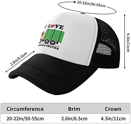 I Love Garbage Trucks - Adjustable Mesh Trucker Hat Boys Birthday Gift