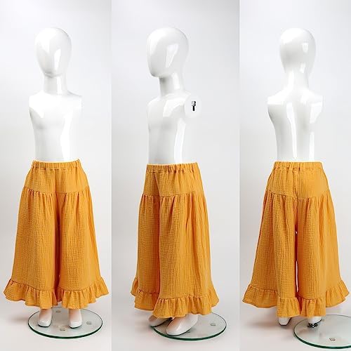 HOOLCHEAN Soft Cotton Gauze Ruffle Wide Leg Pants for Baby Girls