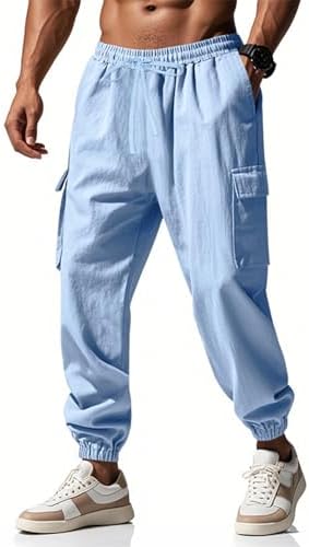 Elastic Waist Drawstring Linen Pants