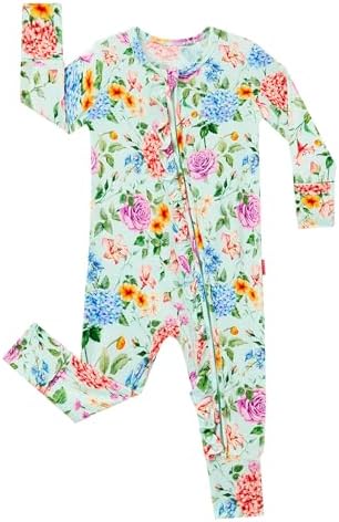 EASWEET Bamboo Viscose Baby Girl Footless Pajamas Ruffled 2-Way Zipper Sleepers