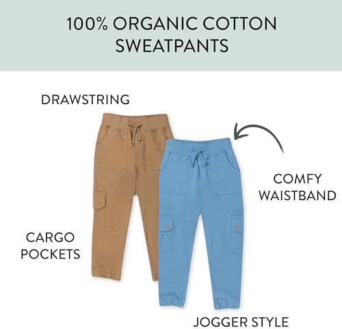 HonestBaby 2-Pack Organic Cotton Cargo Pants for Baby Toddler
