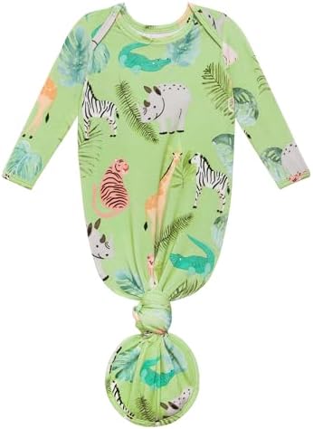 Posh Peanut Newborn Knotted Baby Gowns - Safari Animals