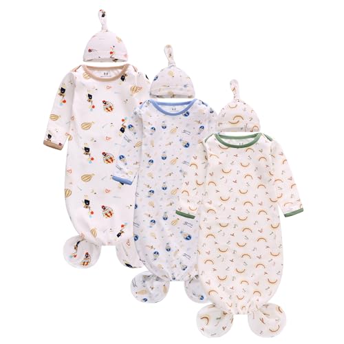 Miracle Baby Newborn Knotted Nightgown Set 3-Pack