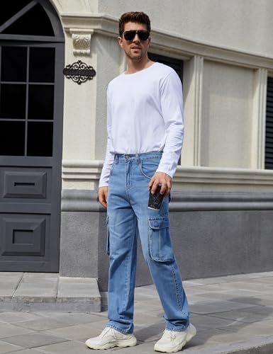 Mens Denim Cargo Pants