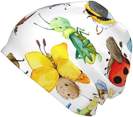 Painted Insects Kids Beanie Skull Black 7-12 for Winter