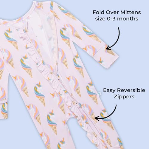 Posh Peanut Footless Baby Girl Pajamas with Ruffled Edges