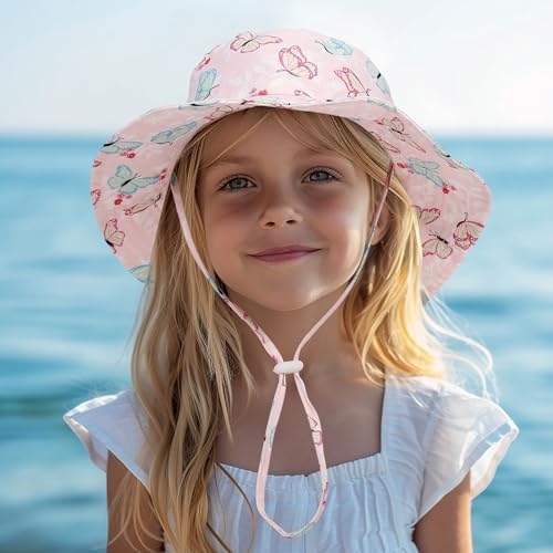 ILUFAM 2PCS Baby Toddler Printed Sun Hats Infant Toddler Upf 50 Beach Caps